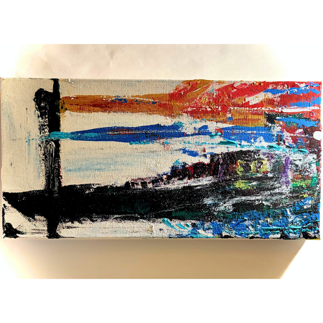 Abstract Painting with Red Blue and Black Lines｜Original Art