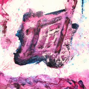 alt="Japanese pink purple abstract wall art Crystal of Power"