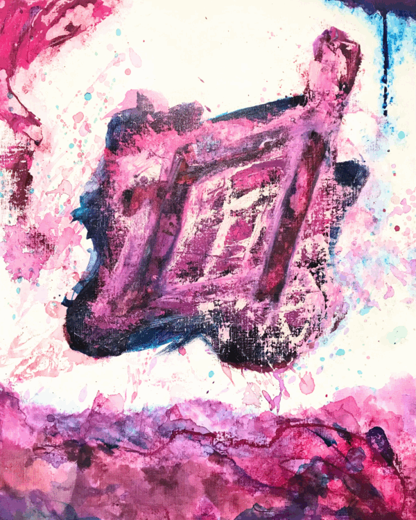 alt="Japanese pink purple abstract wall art Crystal of Power"