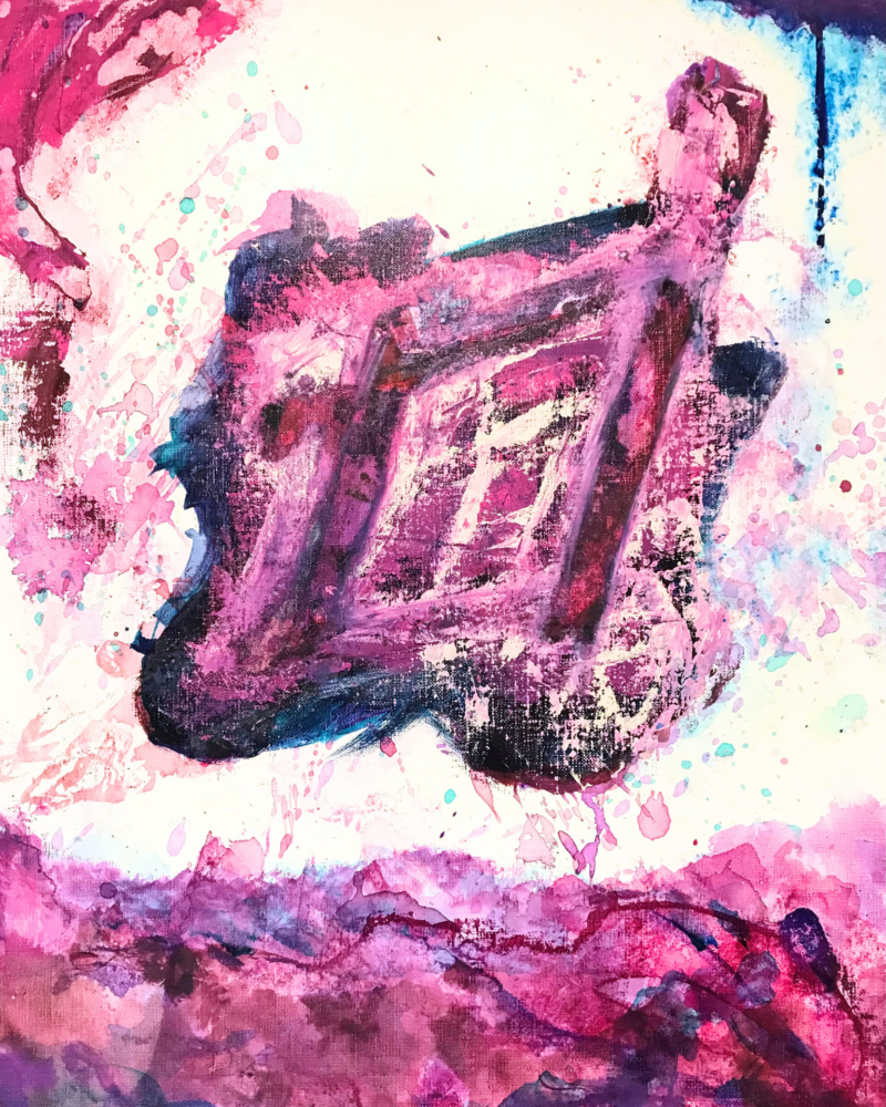 alt="Japanese pink purple abstract wall art Crystal of Power"