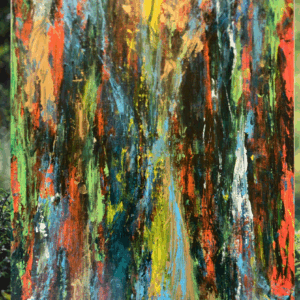 Japanese Abstract Painting of Vertical Lines