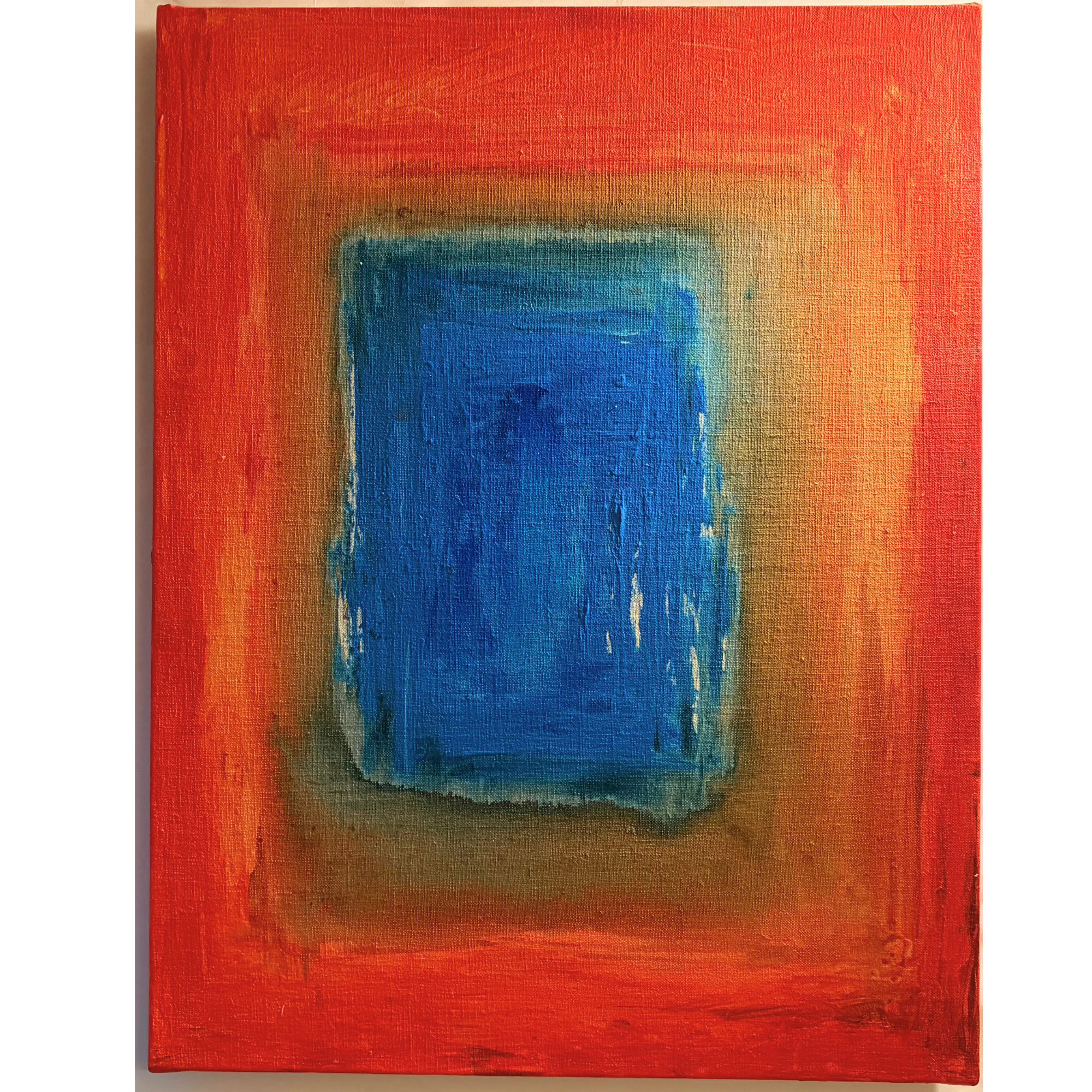 抽象画 青とオレンジのアクリル画 抽象アクリル画 青とオレンジ 抽象画 青とオレンジのアクリル画 青と